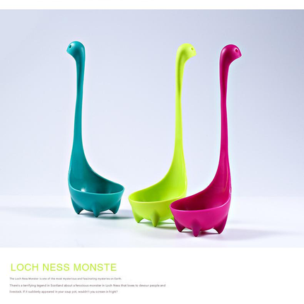 Blue Nessie Ladle Loch Ness Monster Soup Spoon Cute Dinosaur Shaped Standing Ladle Food-Grade Nylon Kitchen Utensil  Handle Heat Resistant 0-120C Funny Cooking Gadget Gift for Home Cooks
