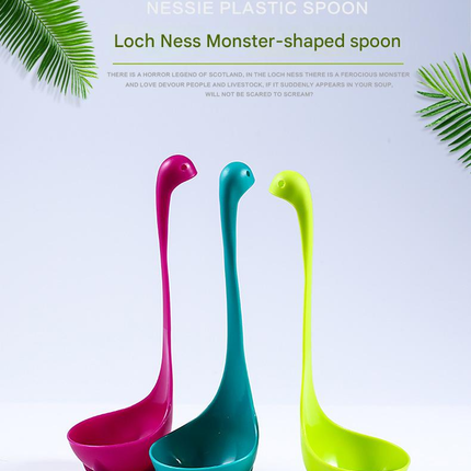 Red Nessie Ladle Loch Ness Monster Soup Spoon Cute Dinosaur Shaped Standing Ladle Food-Grade Nylon Kitchen Utensil  Handle Heat Resistant 0-120C Funny Cooking Gadget Gift for Home Cooks