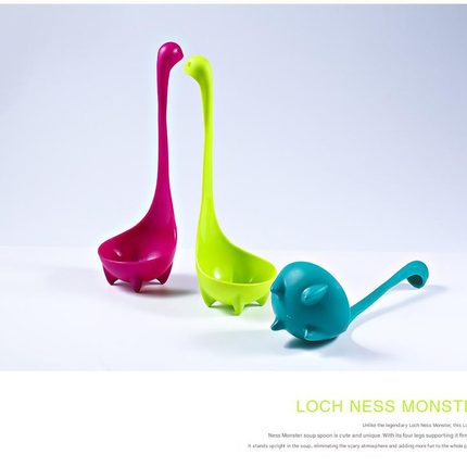 Green Nessie Ladle Loch Ness Monster Soup Spoon Cute Dinosaur Shaped Standing Ladle Food-Grade Nylon Kitchen Utensil  Handle Heat Resistant 0-120C Funny Cooking Gadget Gift for Home Cooks