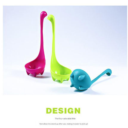 Green Nessie Ladle Loch Ness Monster Soup Spoon Cute Dinosaur Shaped Standing Ladle Food-Grade Nylon Kitchen Utensil  Handle Heat Resistant 0-120C Funny Cooking Gadget Gift for Home Cooks