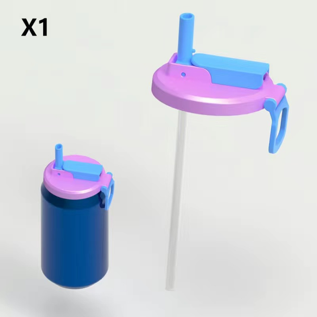Purple Reusable Soda Can Lid with Straw and Carrying V888-ELOSUNG50398