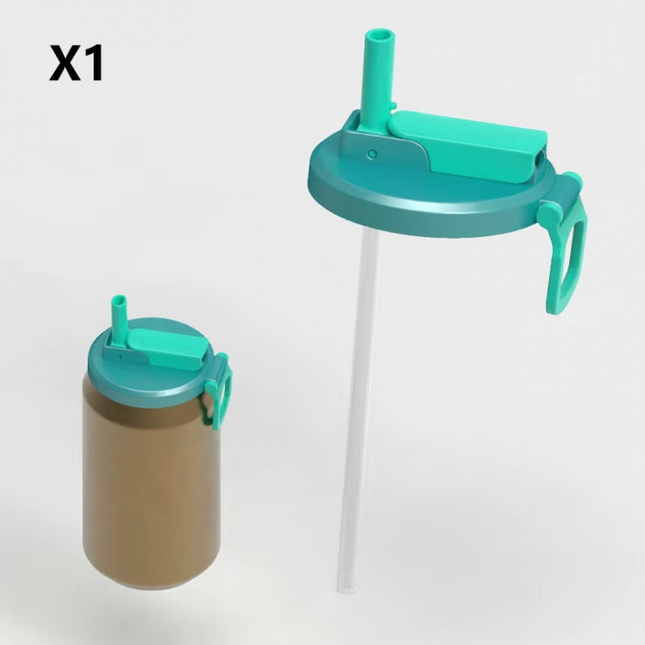 Blue Reusable Soda Can Lid with Straw and Carrying V888-ELOSUNG50401