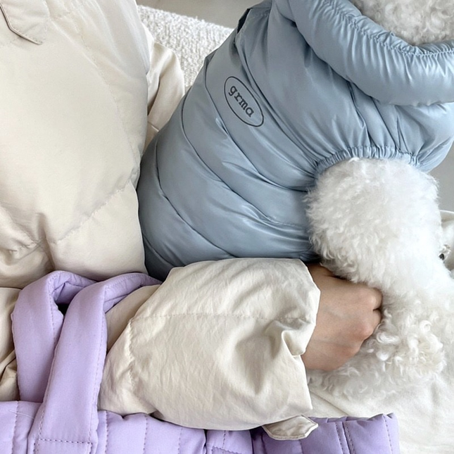Blue L size Dog Winter Coat Quilted Puffer V888-ELOSUNG50406