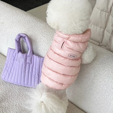 Pink XS size Dog Winter Coat Quilted Puffer Jacket - Warm Cotton Padded Vest for Small Dogs, High Collar Pet Clothes for Chihuahua Yorkie Poodle Bichon Schnauzer, Lightweight Cold Weather Dog Apparel with Elastic Cuffs