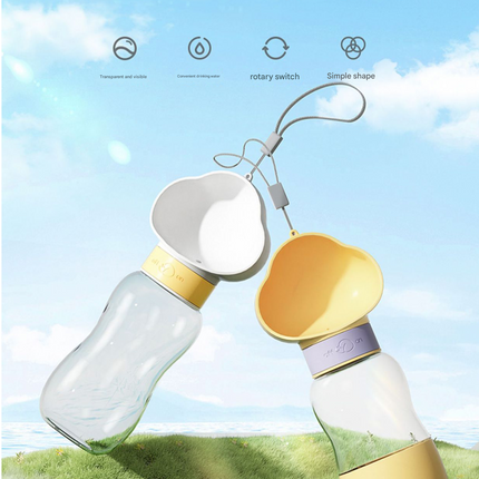 Purple 350ml Portable Dog Water Bottle  - Leak-Proof Pet Travel Water Dispenser, Cloud-Shaped Drinking Bowl, Twist-to-Dispense Design, BPA-Free HIPS/PET Material for Walking Hiking Travel