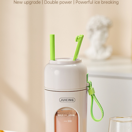 Green Portable Wireless Juicer Blender Cup - 350ml USB Rechargeable Personal Smoothie Maker with 12-Blade System, 40S Fast Extraction, BPA-Free Travel Juicing Cup for Home Office Gym Outdoor