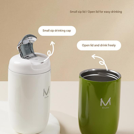 Blue Premium 316 Stainless Steel Coffee Tumbler - 350ml Vacuum Insulated Travel Mug with Sip Lid, Leak-Proof Egg Shape Design, Hot & Cold Beverage Cup for Office Commute Outdoor Gift