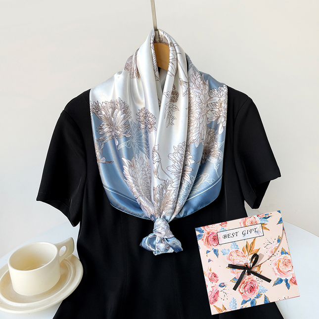 Blue Gift Box Set Elegant 90x90cm Women's Square V888-ELOSUNG50443