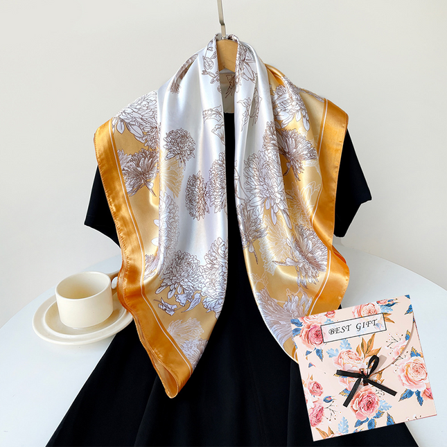 Yellow Gift Box Set Elegant 90x90cm Women's Square V888-ELOSUNG50444