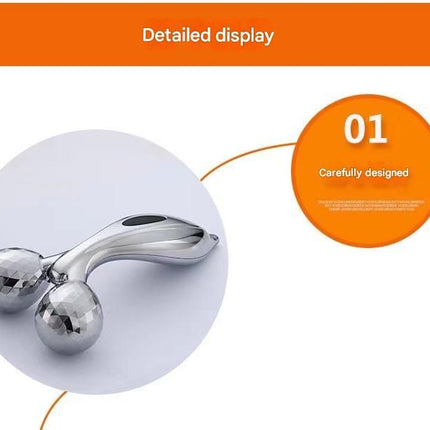 Silvery 3D Face Roller Massager V-Shaped Lifting Tool - Double Ball Facial Massage Device for Skin Tightening Wrinkle Reduction Jawline Contouring Beauty Care