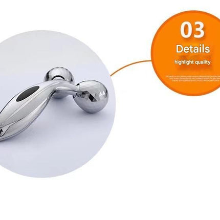 Silvery 3D Face Roller Massager V-Shaped Lifting Tool - Double Ball Facial Massage Device for Skin Tightening Wrinkle Reduction Jawline Contouring Beauty Care