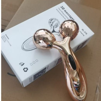 Aureate 3D Face Roller Massager V-Shaped Lifting Tool - Double Ball Facial Massage Device for Skin Tightening Wrinkle Reduction Jawline Contouring Beauty Care