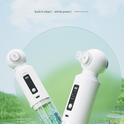 White Heated Micro-Bubble Blackhead Remover Vacuum Pore Cleaner - 46C Hot Compress Electric Water Cycle Facial Cleansing Device with 6 Suction Heads 3 Modes