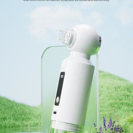 White Heated Micro-Bubble Blackhead Remover Vacuum Pore Cleaner - 46C Hot Compress Electric Water Cycle Facial Cleansing Device with 6 Suction Heads 3 Modes