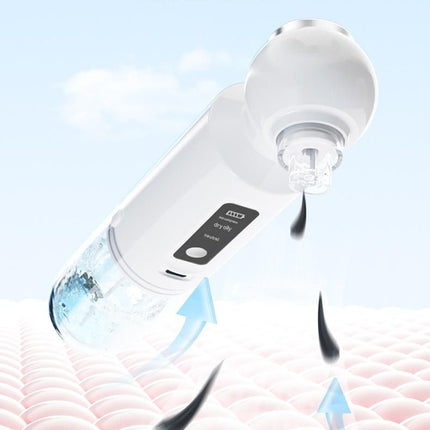 White Heated Micro-Bubble Blackhead Remover Vacuum Pore Cleaner - 46C Hot Compress Electric Water Cycle Facial Cleansing Device with 6 Suction Heads 3 Modes