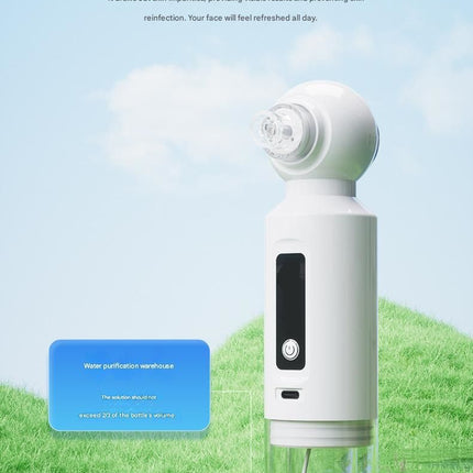 White Heated Micro-Bubble Blackhead Remover Vacuum Pore Cleaner - 46C Hot Compress Electric Water Cycle Facial Cleansing Device with 6 Suction Heads 3 Modes