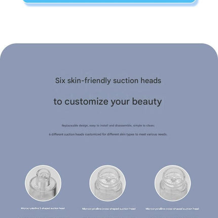 White Heated Micro-Bubble Blackhead Remover Vacuum Pore Cleaner - 46C Hot Compress Electric Water Cycle Facial Cleansing Device with 6 Suction Heads 3 Modes