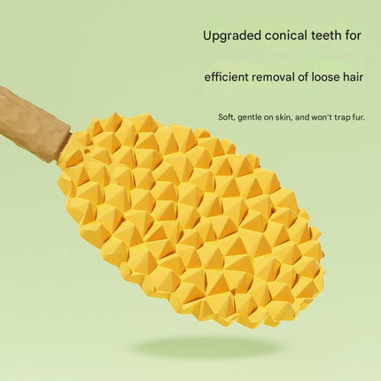 2-piece yellow Pet Durian Massage Grooming Brush - TPR Double-Sided Deshedding Comb for Cats Dogs - Gentle Pet SPA Grooming Tool