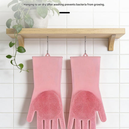 Orange Silicone Pet Bathing Gloves - Pink Double-Sided Design for Cats and Dogs - Gentle Massage, Easy Lather, Durable and Waterproof, Ideal for Pet Grooming and Home Use