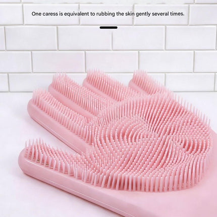 Purple Silicone Pet Bathing Gloves - Pink Double-Sided Design for Cats and Dogs - Gentle Massage, Easy Lather, Durable and Waterproof, Ideal for Pet Grooming and Home Use