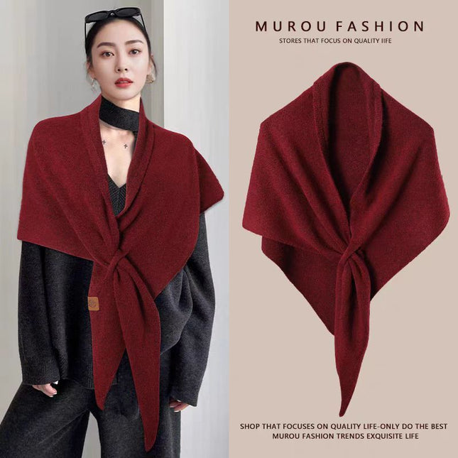 Red Women's Wool Blend Triangle V888-ELOSUNG50482