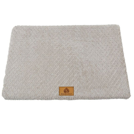 Silver-gray XL size Pet Dog Bed Mat - Plush Short Fur Cover with Wave Foam Padding - Washable Removable Cover, Non-Slip Base, Warm Winter Cushion for Dogs and Cats, Multiple Sizes
