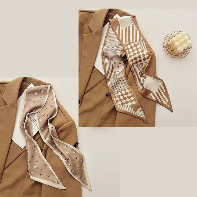 2-piece Coffee Geometry and Strawberry French Style Long Silk V888-ELOSUNG50585