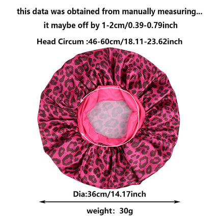 Gemini -Rose Red Leopard Print Satin Sleep Bonnet -  Large Size Hair Protection Cap with Elastic Band, Soft Lined for Curly Hair, Night Wear and Spa Use