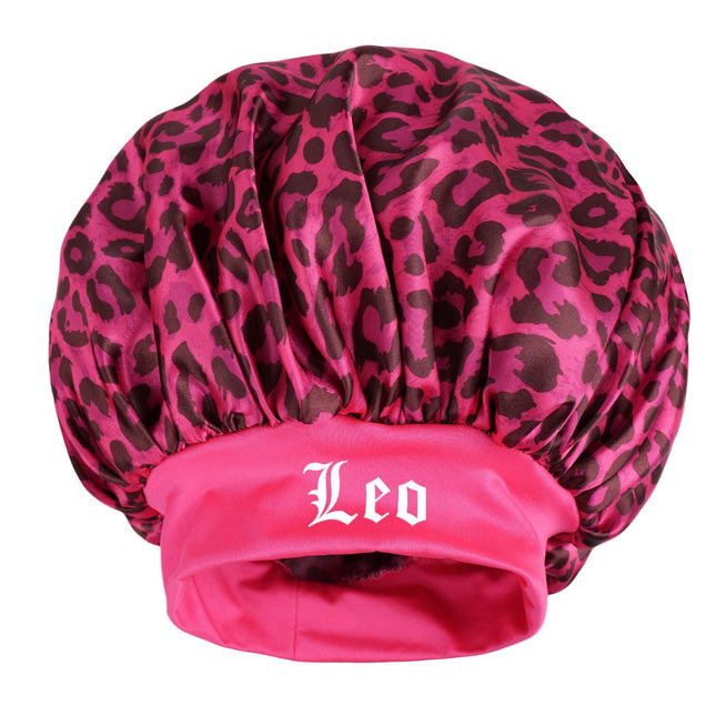 Leo -Rose Red Leopard Print Satin Sleep Bonnet