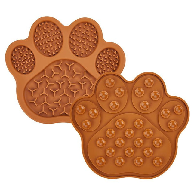 Brown Silicone Slow Feeder Lick Mat for Dogs and V888-ELOSUNG50597 in Brown, Pink, Yellow