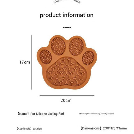Brown Silicone Slow Feeder Lick Mat for Dogs and Cats - Paw Shaped Non Slip Pet Bowl with Suction Cups - BPA Free, Dishwasher Safe, Freezer Safe, Anxiety Relief, Easy Clean, 20x17cm - Pink, Brown, Yellow