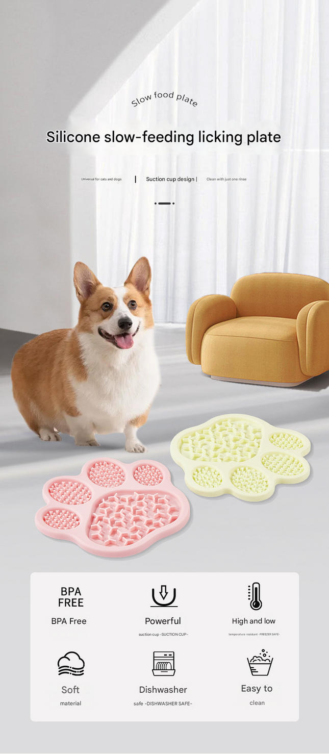 Pink Silicone Slow Feeder Lick Mat for Dogs and – product detail