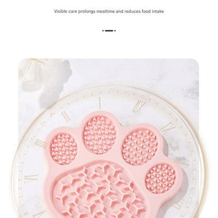 Light Yellow Silicone Slow Feeder Lick Mat for Dogs and Cats - Paw Shaped Non Slip Pet Bowl with Suction Cups - BPA Free, Dishwasher Safe, Freezer Safe, Anxiety Relief, Easy Clean, 20x17cm - Pink, Brown, Yellow