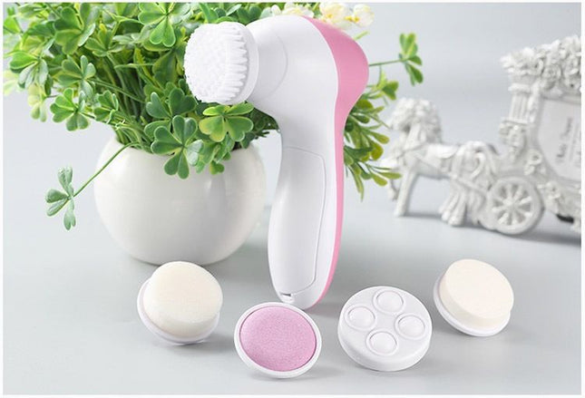 Pink 5-in-1 Electric Facial Cleansing Brush (2 x AA Not – product detail