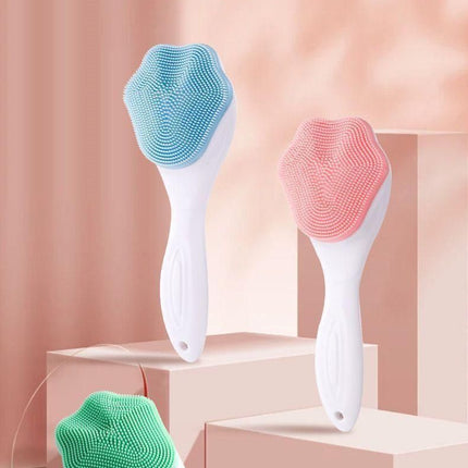 Blue Silicone Cat Paw Face Brush - Long Handle Manual Facial Cleanser for Deep Pore Cleaning, Exfoliating & Massaging - Soft Bristles for Blackhead Removal, Gentle on Skin, Travel Friendly