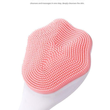 Blue Silicone Cat Paw Face Brush - Long Handle Manual Facial Cleanser for Deep Pore Cleaning, Exfoliating & Massaging - Soft Bristles for Blackhead Removal, Gentle on Skin, Travel Friendly