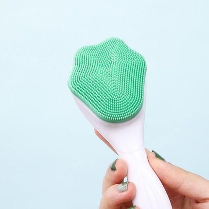 Blue Silicone Cat Paw Face Brush - Long Handle Manual Facial Cleanser for Deep Pore Cleaning, Exfoliating & Massaging - Soft Bristles for Blackhead Removal, Gentle on Skin, Travel Friendly
