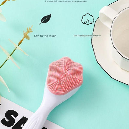 Blue Silicone Cat Paw Face Brush - Long Handle Manual Facial Cleanser for Deep Pore Cleaning, Exfoliating & Massaging - Soft Bristles for Blackhead Removal, Gentle on Skin, Travel Friendly