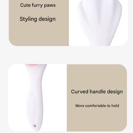 Blue Silicone Cat Paw Face Brush - Long Handle Manual Facial Cleanser for Deep Pore Cleaning, Exfoliating & Massaging - Soft Bristles for Blackhead Removal, Gentle on Skin, Travel Friendly