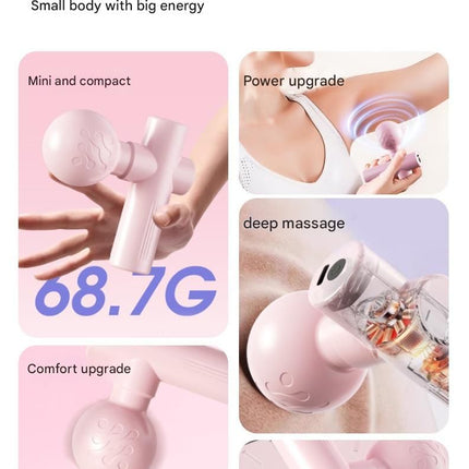 Green Mini Massage Gun - Pocket-Sized Deep Tissue Percussion Massager with 4 Speeds, 7mm Amplitude, 12KG Force, USB-C Rechargeable - Ultra Quiet, 68.7g Lightweight for Muscle Recovery, Travel, Office