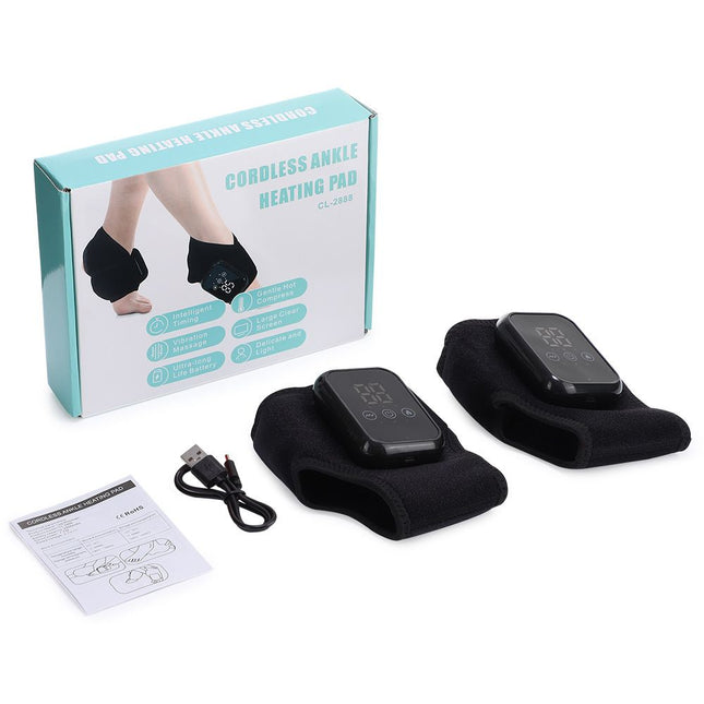 Black 2-piece Wireless Electric Ankle Massager with Heat and V888-ELOSUNG50616