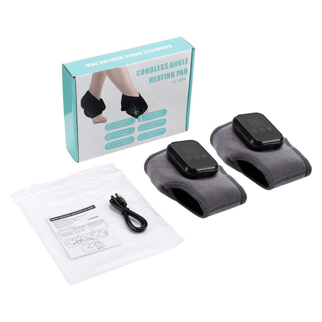 Grey 2-piece Wireless Electric Ankle Massager with Heat and V888-ELOSUNG50617