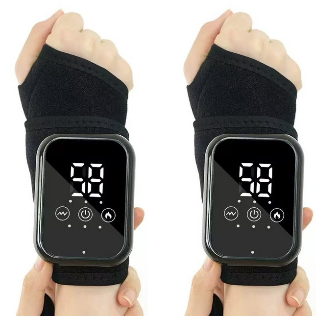 Black 2-piece Electric Heating Wrist Massager with Vibration and Hot V888-ELOSUNG50618