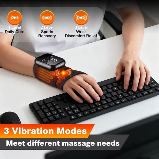 Black 2-piece Electric Heating Wrist Massager with Vibration and Hot – product detail