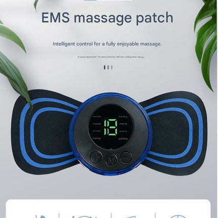 7-pack  Black and Blue Mini  Massage Patch - Portable Smart Neck & Shoulder Massager with 8 Modes, 19 Intensity Levels, USB Rechargeable, PU & PET Material for Muscle Relief