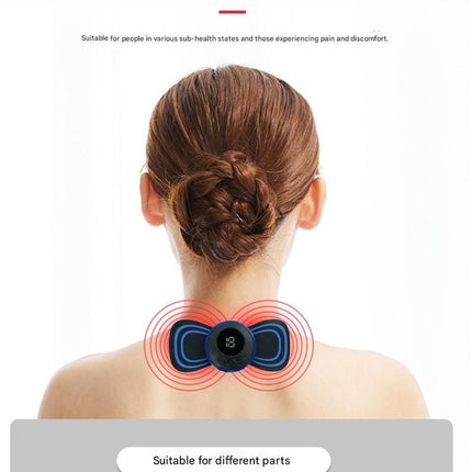 7-pack  Black and Blue Mini  Massage Patch - Portable Smart Neck & Shoulder Massager with 8 Modes, 19 Intensity Levels, USB Rechargeable, PU & PET Material for Muscle Relief