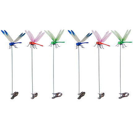 6-piece Blue and Red and Green 3D Dragonfly Clip  - Adjustable Wings, Multi-Colour PVC Garden Decor for Outdoor Camping, Fishing & Home Use