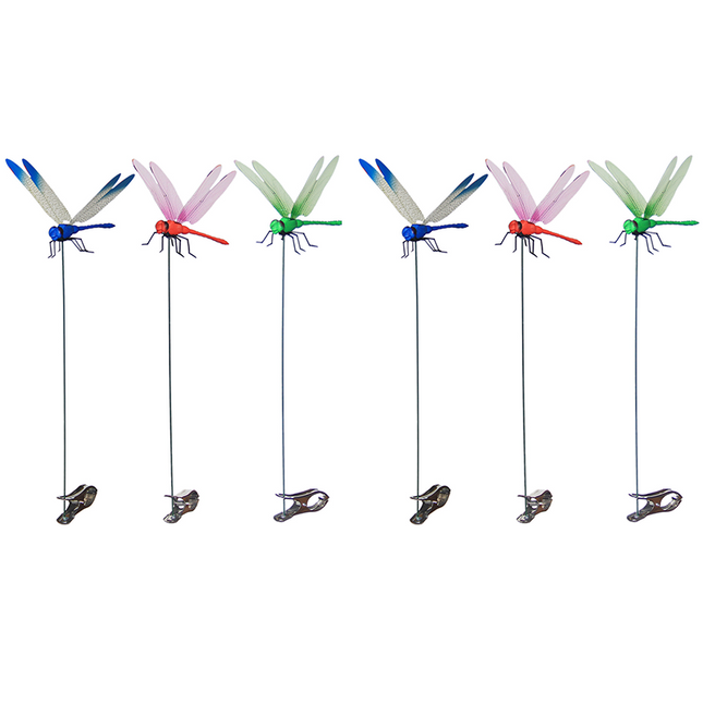 6-piece Blue and Red and Green 3D Dragonfly Clip