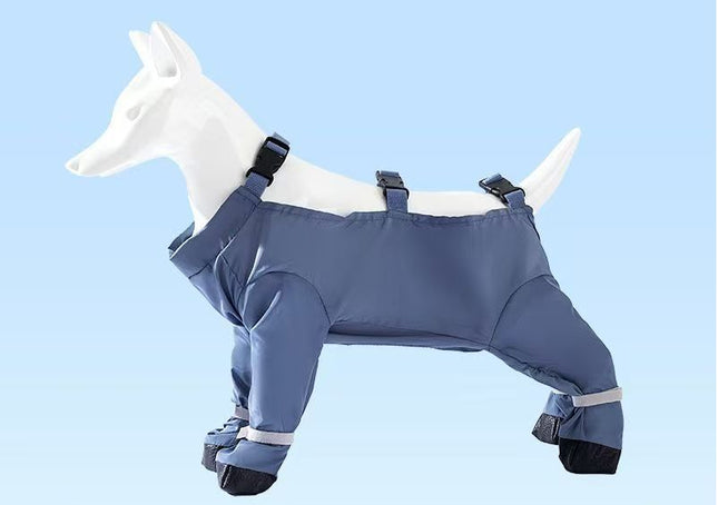 Grey S size Pet Waterproof Full-Body Dust-Proof Pants with Belly Coverage