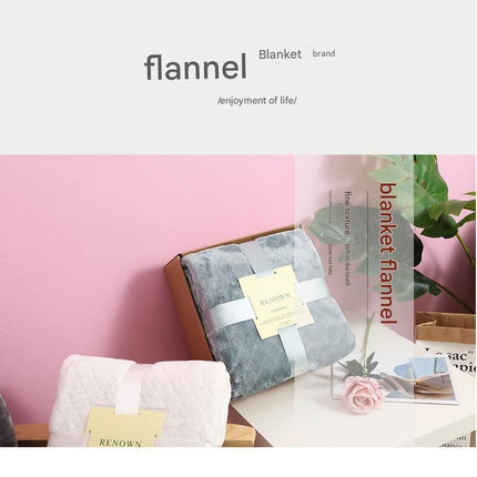Pink 130*150cm Flannel Fleece Blanket - Quilted Diamond Pattern, Soft & Warm Polyester Throw for Office Nap, Sofa, Travel & Bed Use